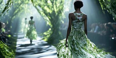 Fashion runway showcase featuring nature-inspired designs photo
