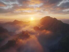 Sunrise over the mountains photo