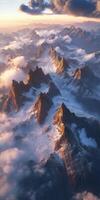 A view of the mountains from above the clouds photo