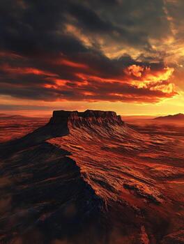 An image of a desert landscape with a sunset photo