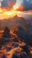 Sunset over the mountains in the pacific northwest photo