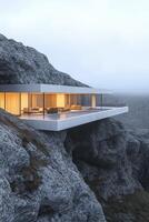 A house on top of a mountain with a view of the ocean photo