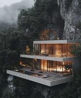 A modern house in the mountains photo