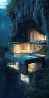 A house in the middle of a cliff photo