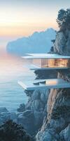 A house on top of a cliff overlooking the ocean photo