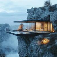 A house on top of a cliff overlooking the water photo