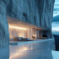 A modern house sitting on top of a cliff photo