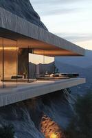 A modern house on a mountain side photo