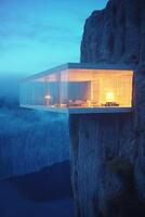 A house on top of a cliff with a view of the ocean photo