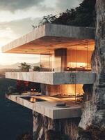 Modern house on the edge of a cliff photo