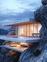 Modern house on the edge of a cliff photo