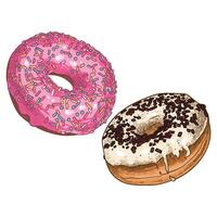 hand drawn doughnuts with vanilla and fruit glazes and colorful and chocolate sprinkles on top. Easy to edit and use food assets. vector
