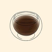 Doppio specialty. Energizing drink with caffeine in a glass with Espresso. hand drawn line art of a refreshing drink. Outlined illustration for online and print. vector