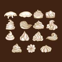 Hand drawn cream swirls. hand drawn sweets and marshmallows. Easy to edit and use food assets. vector