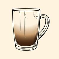 Cortado specialty. Energizing drink with caffeine in a glass with Steamed Milk and Espresso. hand drawn line art of a refreshing drink. Outlined illustration for online and print. vector