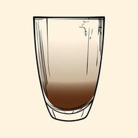 Macchiato specialty. Energizing drink with caffeine in a glass with Foam and Espresso. hand drawn line art of a refreshing drink. Outlined illustration for online and print. vector