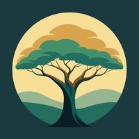 Design a beautiful tree with a clean. Cartoon tree with green leaves. vector