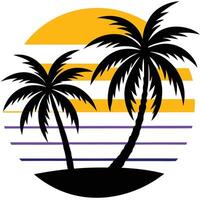 Beautiful over serene tropical beach sunset with coconut tree summer. vector