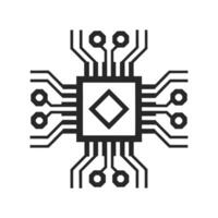 Circuit board icon black and white. Circuit board, technology icon. vector