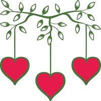 Tree branch heart shape color silhouette and white design illustration. drawing heart shape with tree. vector