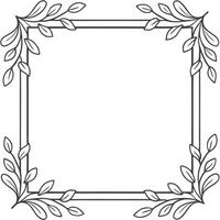 Floral frame black and white wreath illustration. vector