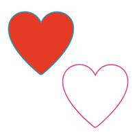 Red heart symbol bold black outline simple design. vector