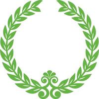 Green laurel wreath simple design symmetrical illustration. Design for Graphic Use. vector