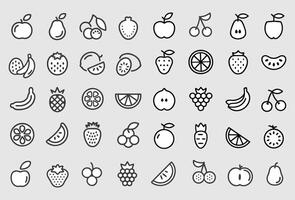 Set of outline fruit icons. Minimalist thin linear web icon set. Fruits and vegetables icon set. vector