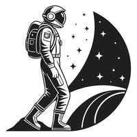 Astronaut icon design black and white illustration. vector