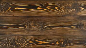 A detailed texture of burnt wood planks with highlighted natural grain and knots, showcasing a rustic yet refined aesthetic and emphasizing natural patterns photo