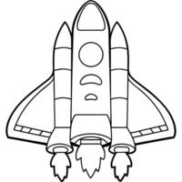 Space shuttle cartoon style simple line drawing. vector