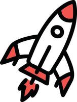 Space shuttle simple color cartoon style simple line drawing. vector