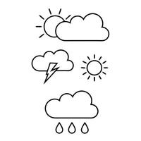 Weather icon set partly cloudy bright sun. Set of black weather icons. vector