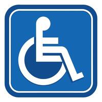 A blue sign with a wheelchair symbol on it vector