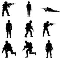 Silhouettes of soldiers vector