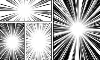 Comic book page template with radial and ray halftone effects in pop art style. vector
