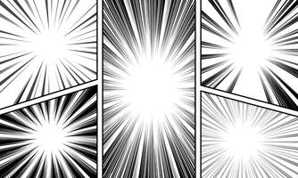 Comic book page template with radial and halftone rays effects in pop art style. vector