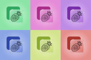 Set of pineapple icons in different colors vector