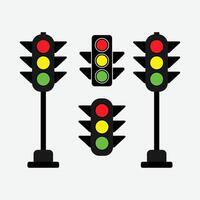 Traffic Signal Icon Set. Traffic Lights Vectors Icons. Traffic Control Icon Collection. Stoplight Icon Set. Red Yellow Green.