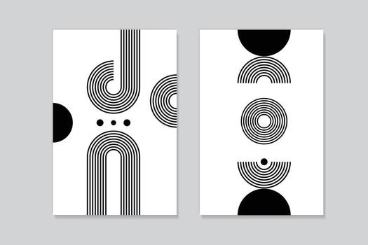 Abstract geometric arch figures, modern memphis design, Geometric striped shapes vector