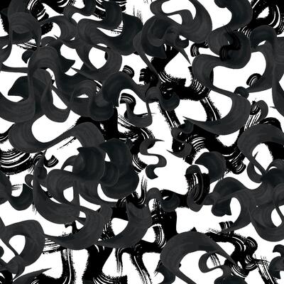 Seamless pattern with wavy grunge brush strokes in shapes on white background. illustration