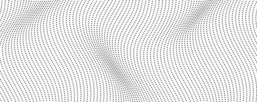 Halftone monochrome background with flowing dots. Abstract wave black and white texture. illustration vector