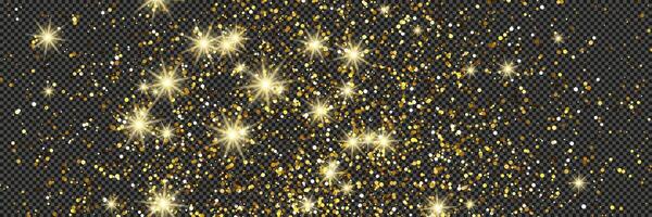 Gold dust with stars on a background. Dust with gold glitter effect and empty space for your text. illustration vector