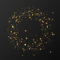 Abstract gold glowing dotted background. Gold glitter pattern in circle form. Circle halftone dots vector