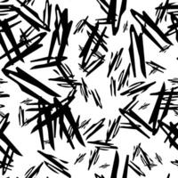 Seamless pattern with black brushstrokes in abstract shapes on white background. illustration vector
