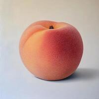 Close up Still Life Photography of a Ripe Peach on White Background photo