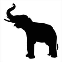 Elephant silhouette with the trunk up isolated on white background. vector