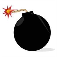 bomb with burning wick on a white background vector