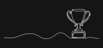 The Winner's Cup is created with a continuous line icon. The award trophy designed for champions. vector