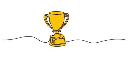 The Winner's Cup is symbolized by a continuous line symbol. The award cup drawn in a scribble style. vector